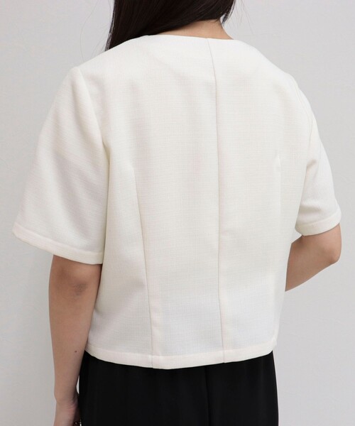 fredy emue(フレディエミュ)の「【@sora_522m企画】ノーカラーハーフスリーブジャケット(ノーカラージャケット・レディース・オフホワイト/ブラック・38)」の16枚目の写真