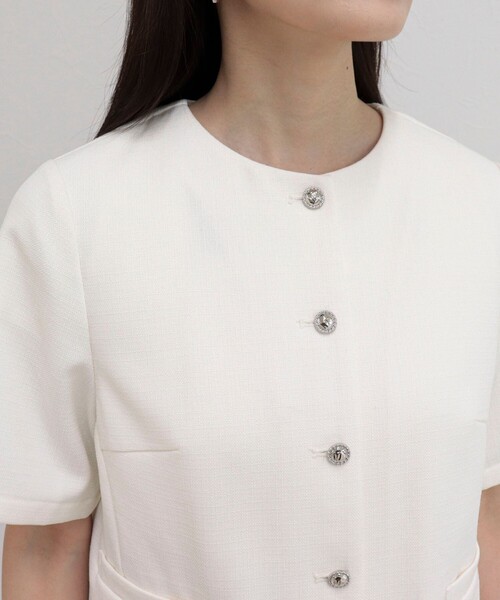 fredy emue(フレディエミュ)の「【@sora_522m企画】ノーカラーハーフスリーブジャケット(ノーカラージャケット・レディース・オフホワイト/ブラック・38)」の17枚目の写真