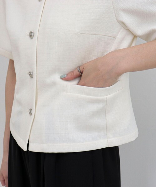 fredy emue(フレディエミュ)の「【@sora_522m企画】ノーカラーハーフスリーブジャケット(ノーカラージャケット・レディース・オフホワイト/ブラック・38)」の19枚目の写真