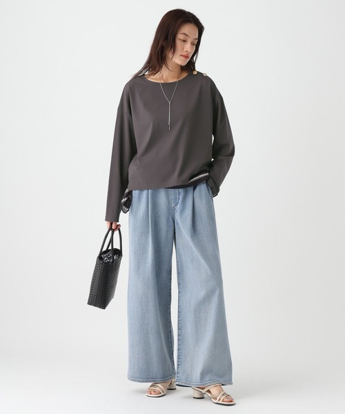 Elura（エルーラ）の「ポンチ肩ボタンプルオーバー/664873（Tシャツ/カットソー・レディース・モカ/チャコールグレー・FREE）」の6枚目の写真