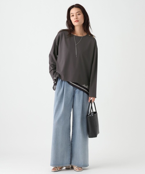Elura（エルーラ）の「ポンチ肩ボタンプルオーバー/664873（Tシャツ/カットソー・レディース・モカ/チャコールグレー・FREE）」の5枚目の写真