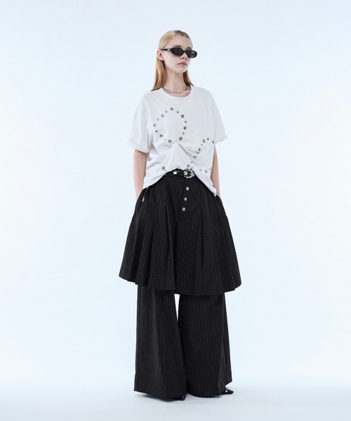 seyto（セイト）の「Lame stripe buggy straight pants / ラメストライプバギーパンツ（スラックス・メンズ・グレー/ブラック・3/2/1）」の8枚目の写真