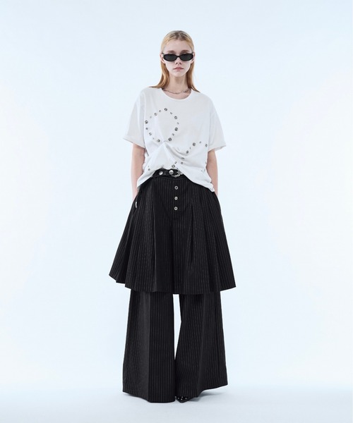 seyto（セイト）の「Lame stripe buggy straight pants / ラメストライプバギーパンツ（スラックス・メンズ・グレー/ブラック・3/2/1）」の10枚目の写真