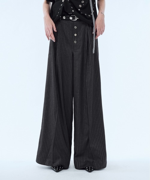 seyto（セイト）の「Lame stripe buggy straight pants / ラメストライプバギーパンツ（スラックス・メンズ・グレー/ブラック・3/2/1）」の12枚目の写真
