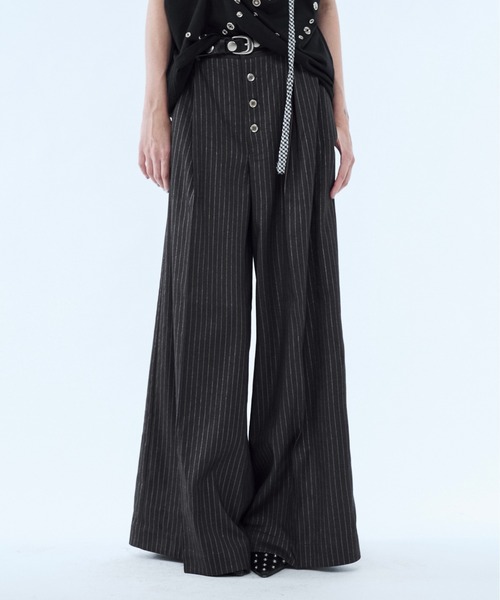 seyto（セイト）の「Lame stripe buggy straight pants / ラメストライプバギーパンツ（スラックス・メンズ・グレー/ブラック・3/2/1）」の13枚目の写真