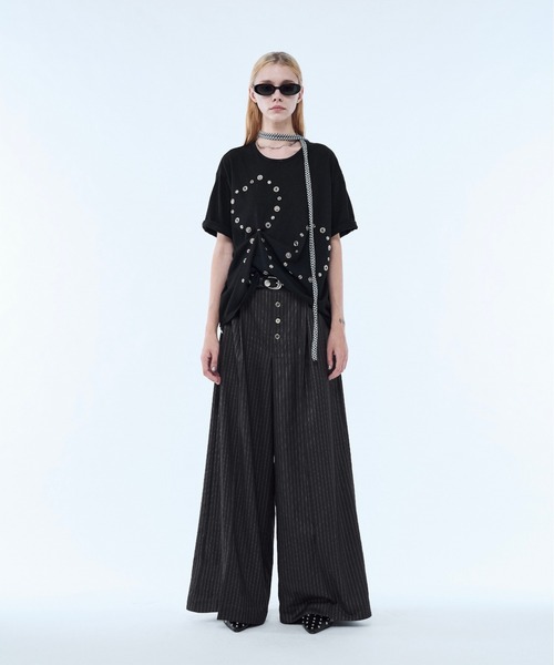 seyto（セイト）の「Lame stripe buggy straight pants / ラメストライプバギーパンツ（スラックス・メンズ・グレー/ブラック・3/2/1）」の17枚目の写真