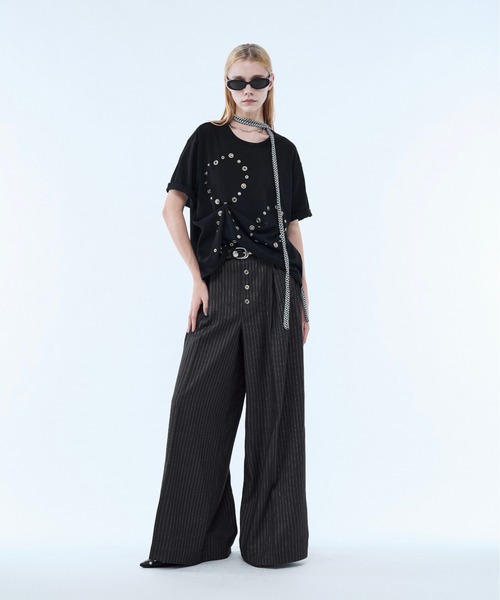 seyto（セイト）の「Lame stripe buggy straight pants / ラメストライプバギーパンツ（スラックス・メンズ・グレー/ブラック・3/2/1）」の20枚目の写真