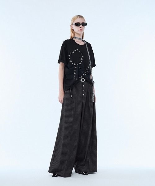 seyto（セイト）の「Lame stripe buggy straight pants / ラメストライプバギーパンツ（スラックス・メンズ・グレー/ブラック・3/2/1）」の21枚目の写真