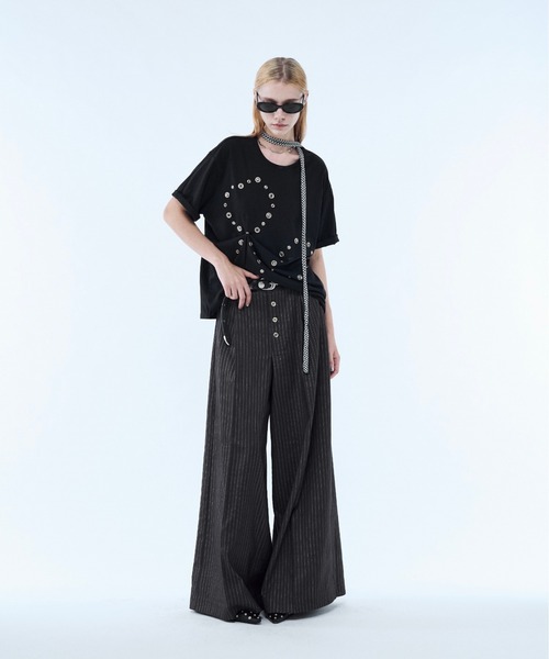 seyto（セイト）の「Lame stripe buggy straight pants / ラメストライプバギーパンツ（スラックス・メンズ・グレー/ブラック・3/2/1）」の22枚目の写真