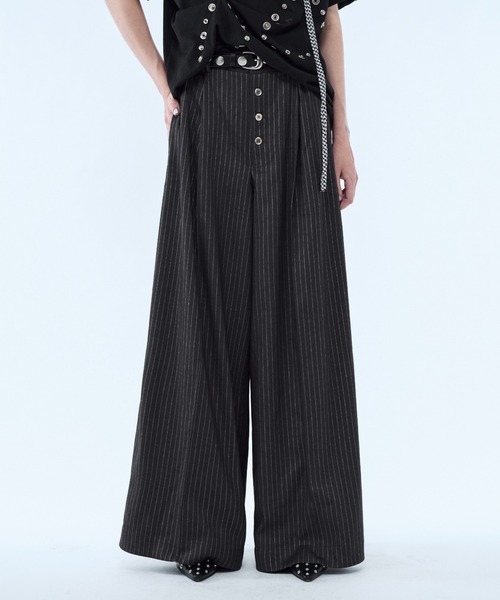 seyto（セイト）の「Lame stripe buggy straight pants / ラメストライプバギーパンツ（スラックス・メンズ・グレー/ブラック・3/2/1）」の16枚目の写真