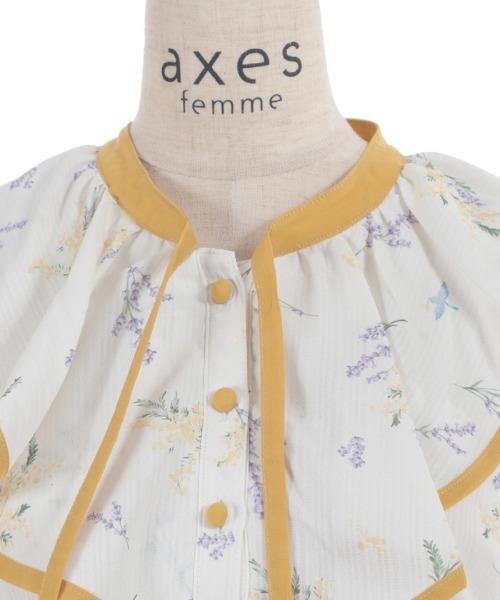 axes femme（アクシーズファム）の「ミモザ×ラベンダー柄ＯＰ（ワンピース・レディース・ラベンダー/イエロー・FREE）」の8枚目の写真