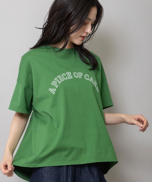 Munich(ミューニック)の「”A PIECE OF CAKE”ロゴプリントTシャツ(Tシャツ/カットソー・レディース・ホワイト/グリーン/ブラック・FREE)」の3枚目の写真