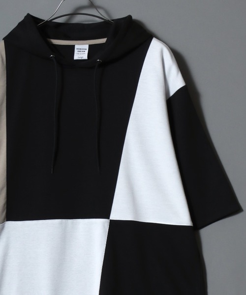 セール】Cool-Touch Color-Block Short-Sleeve Hooded Tee/接触冷感