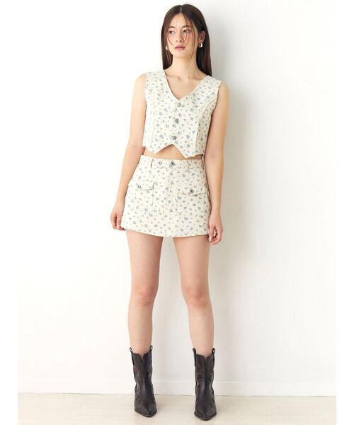 CALNAMUR（カルナムール）の「ツイルフラワーミニスカパン（スカート・レディース・ブルー/ピンク・SMALL/MEDIUM）」の14枚目の写真