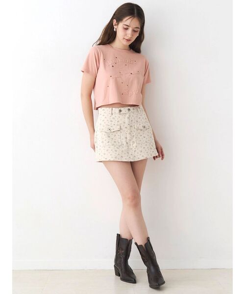 CALNAMUR（カルナムール）の「ツイルフラワーミニスカパン（スカート・レディース・ブルー/ピンク・SMALL/MEDIUM）」の19枚目の写真