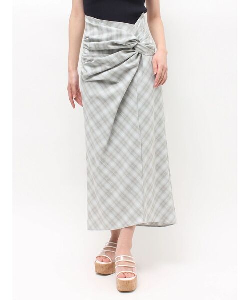 MERCURYDUO(マーキュリーデュオ)の「ツイストアシメナロースカート(スカート・レディース・ブラック/ミント/ベージュ・SMALL/MEDIUM)」の3枚目の写真