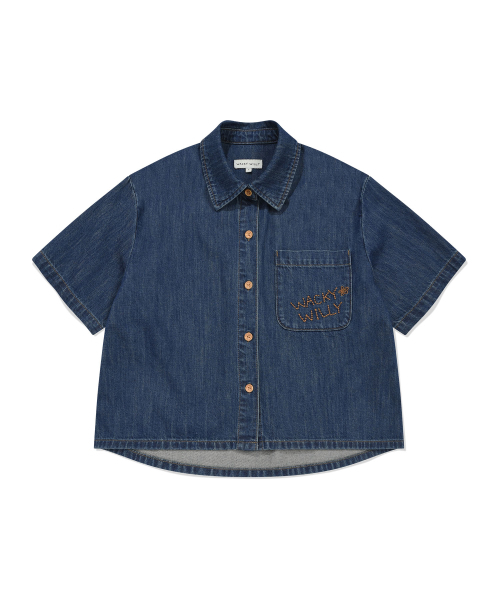 Wacky WiLLy（ワッキーウィリー）の「[26SS] ウィメンズイージーデニム半袖シャツブルー（シャツ/ブラウス・レディース・その他・MEDIUM/SMALL）」の2枚目の写真