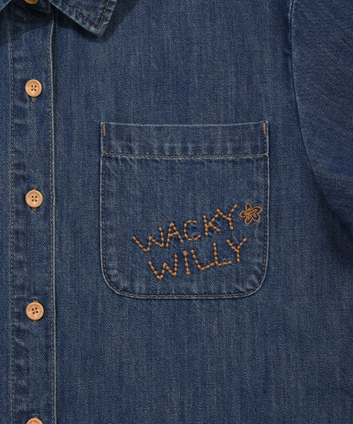 Wacky WiLLy（ワッキーウィリー）の「[26SS] ウィメンズイージーデニム半袖シャツブルー（シャツ/ブラウス・レディース・その他・MEDIUM/SMALL）」の5枚目の写真