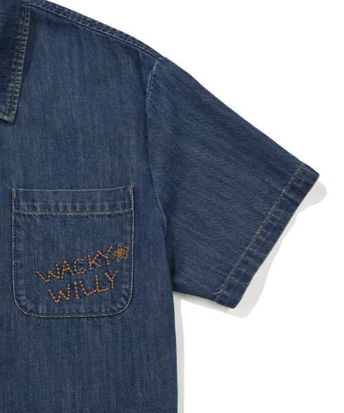 Wacky WiLLy（ワッキーウィリー）の「[26SS] ウィメンズイージーデニム半袖シャツブルー（シャツ/ブラウス・レディース・その他・MEDIUM/SMALL）」の7枚目の写真