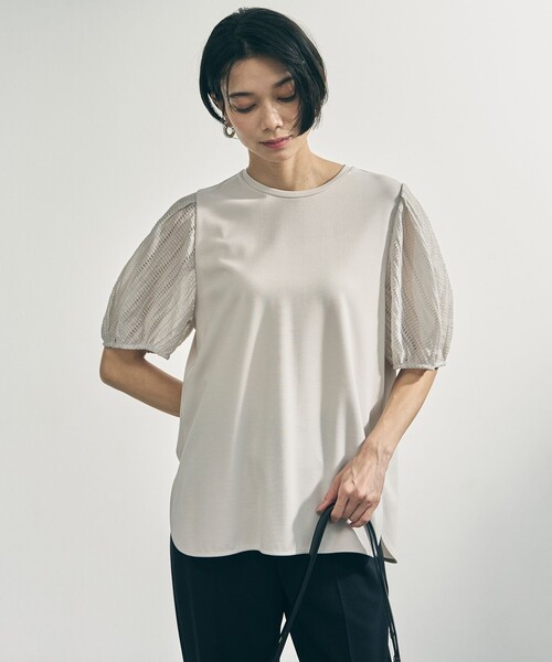 UNFILO（アンフィーロ）の「BEAUTY FORM-T タックスリーブ Tシャツ（Tシャツ/カットソー・レディース・ブラック系/ベージュ系/ピンク系/ホワイト系・X-LARGE）」の3枚目の写真
