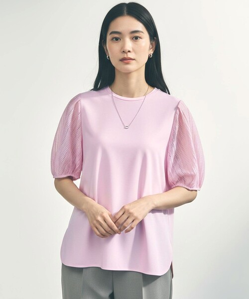 UNFILO（アンフィーロ）の「BEAUTY FORM-T タックスリーブ Tシャツ（Tシャツ/カットソー・レディース・ブラック系/ベージュ系/ピンク系/ホワイト系・X-LARGE）」の4枚目の写真