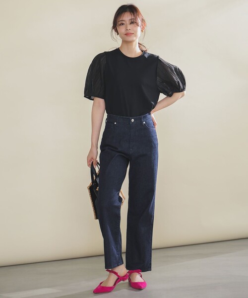 UNFILO（アンフィーロ）の「BEAUTY FORM-T タックスリーブ Tシャツ（Tシャツ/カットソー・レディース・ブラック系/ベージュ系/ピンク系/ホワイト系・X-LARGE）」の16枚目の写真