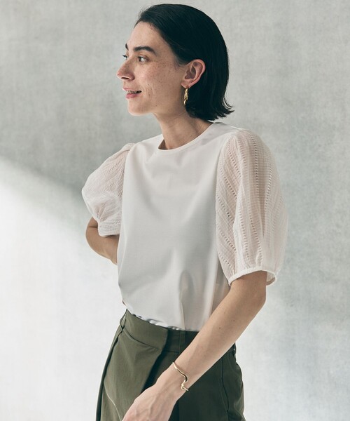 UNFILO（アンフィーロ）の「BEAUTY FORM-T タックスリーブ Tシャツ（Tシャツ/カットソー・レディース・ブラック系/ベージュ系/ピンク系/ホワイト系・X-LARGE）」の17枚目の写真