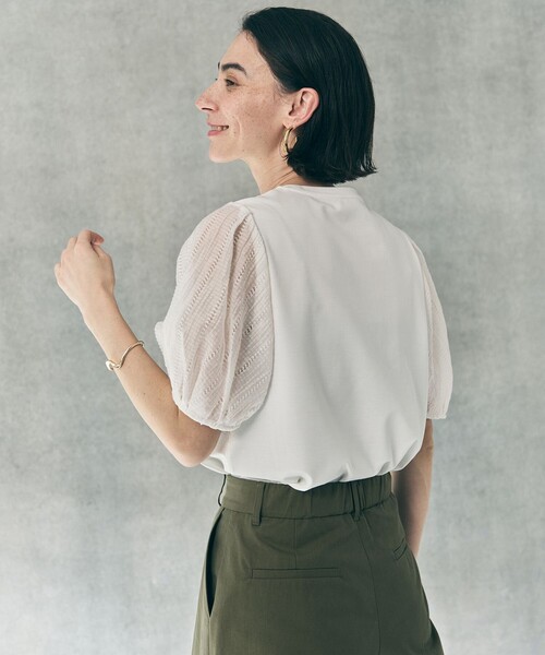 UNFILO（アンフィーロ）の「BEAUTY FORM-T タックスリーブ Tシャツ（Tシャツ/カットソー・レディース・ブラック系/ベージュ系/ピンク系/ホワイト系・X-LARGE）」の18枚目の写真
