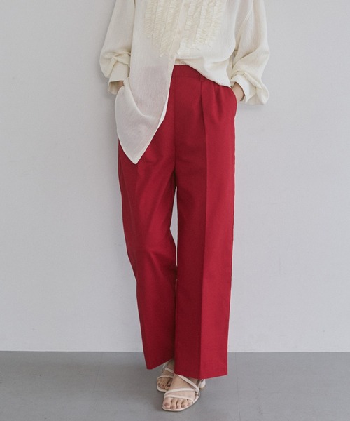 hunch(ハンチ)の「フレンチリネン ストレートパンツ(その他パンツ・レディース・ブラック/オフホワイト/ブルー/カーキブラウン/レッド・FREE)」の5枚目の写真