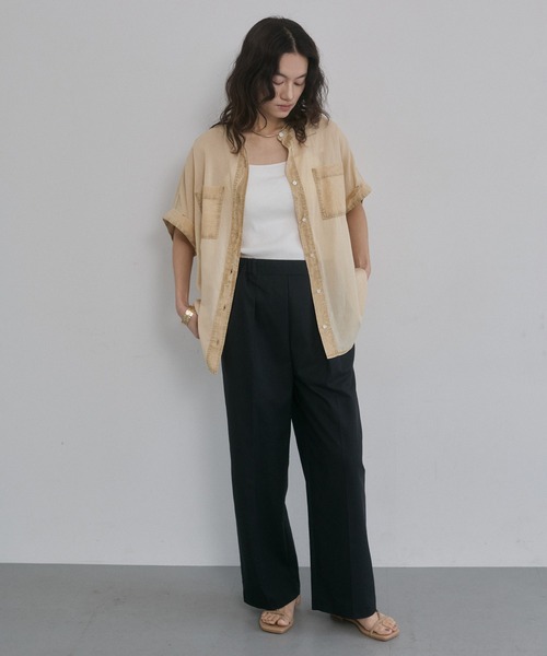 hunch(ハンチ)の「フレンチリネン ストレートパンツ(その他パンツ・レディース・ブラック/オフホワイト/ブルー/カーキブラウン/レッド・FREE)」の9枚目の写真
