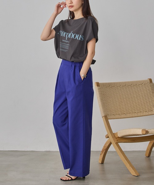 hunch(ハンチ)の「フレンチリネン ストレートパンツ(その他パンツ・レディース・ブラック/オフホワイト/ブルー/カーキブラウン/レッド・FREE)」の6枚目の写真