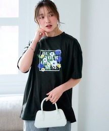 <大きいサイズ> 綿100%ゆるシルエットプリントTシャツ(接触冷感・UVカット)