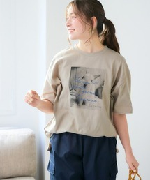 ＜大きいサイズ＞ 綿100％ゆるシルエットプリントＴシャツ（接触冷感・UVカット）