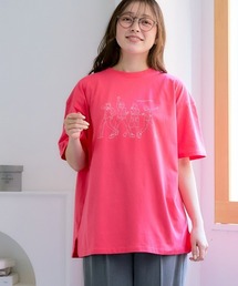 <大きいサイズ> 綿100%ゆるシルエットプリントTシャツ(接触冷感・UVカット)