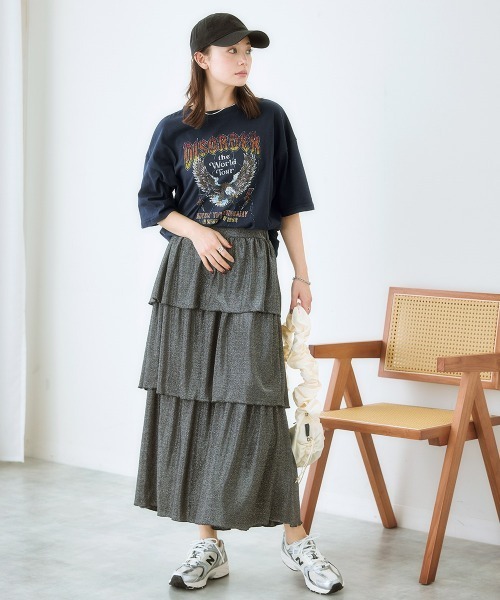 SMILE LAND（スマイルランド）の「＜大きいサイズ＞ 綿100％ゆるシルエットプリントＴシャツ（接触冷感・UVカット）（Tシャツ/カットソー・レディース・グリーン系/モカ/ブラック系2/ネイビー系2/ネイビー系/ネイビー系3/ベージュ系/チャコール/ブラック系/ピンク系・5L/4L/3L/LL/L）」の15枚目の写真