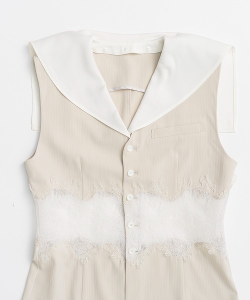 PRANK PROJECT（プランクプロジェクト）の「【2026Summer Pre-Order】レースコンビセーラージレ / Lace Combo Sailor Gilet（ベスト・レディース・ネイビー/ベージュ・FREE）」の17枚目の写真