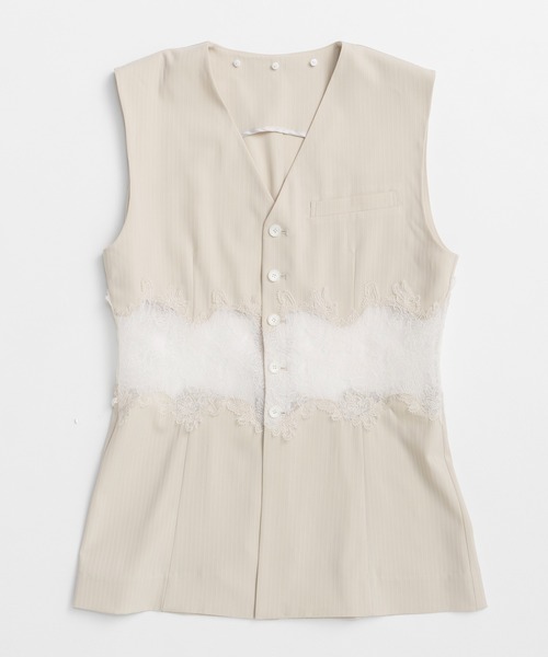 PRANK PROJECT（プランクプロジェクト）の「【2026Summer Pre-Order】レースコンビセーラージレ / Lace Combo Sailor Gilet（ベスト・レディース・ネイビー/ベージュ・FREE）」の19枚目の写真