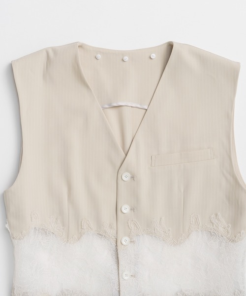 PRANK PROJECT（プランクプロジェクト）の「【2026Summer Pre-Order】レースコンビセーラージレ / Lace Combo Sailor Gilet（ベスト・レディース・ネイビー/ベージュ・FREE）」の20枚目の写真
