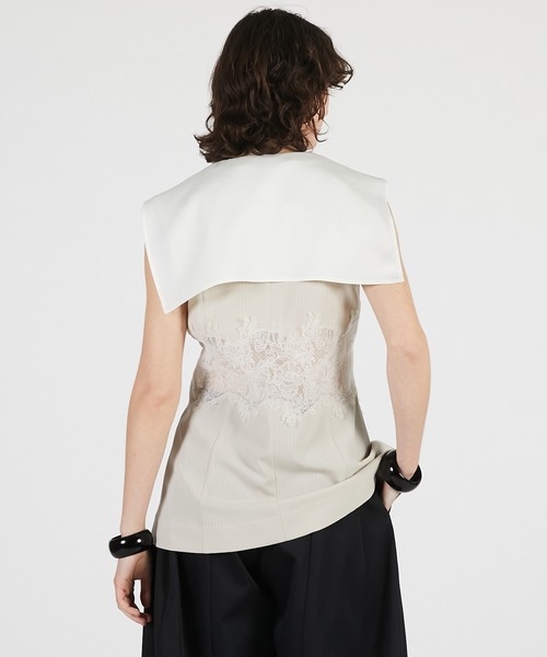 PRANK PROJECT（プランクプロジェクト）の「【2026Summer Pre-Order】レースコンビセーラージレ / Lace Combo Sailor Gilet（ベスト・レディース・ネイビー/ベージュ・FREE）」の13枚目の写真