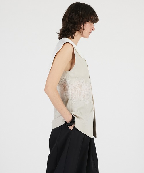 PRANK PROJECT（プランクプロジェクト）の「【2026Summer Pre-Order】レースコンビセーラージレ / Lace Combo Sailor Gilet（ベスト・レディース・ネイビー/ベージュ・FREE）」の14枚目の写真