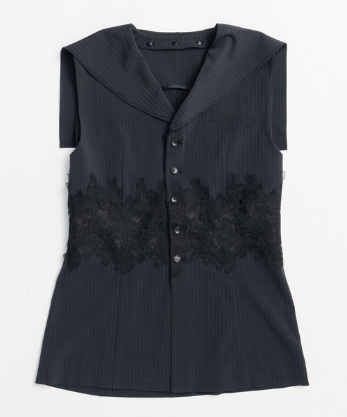 PRANK PROJECT（プランクプロジェクト）の「【2026Summer Pre-Order】レースコンビセーラージレ / Lace Combo Sailor Gilet（ベスト・レディース・ネイビー/ベージュ・FREE）」の22枚目の写真