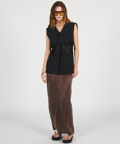 PRANK PROJECT（プランクプロジェクト）の「【2026Summer Pre-Order】レースコンビセーラージレ / Lace Combo Sailor Gilet（ベスト・レディース・ネイビー/ベージュ・FREE）」の5枚目の写真