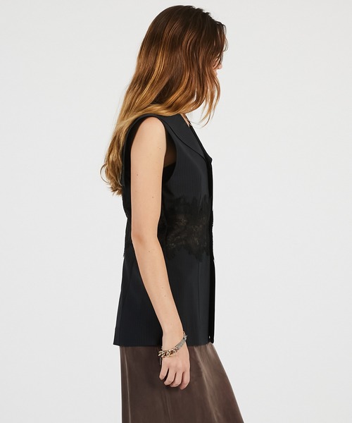 PRANK PROJECT（プランクプロジェクト）の「【2026Summer Pre-Order】レースコンビセーラージレ / Lace Combo Sailor Gilet（ベスト・レディース・ネイビー/ベージュ・FREE）」の9枚目の写真