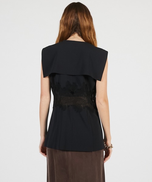 PRANK PROJECT（プランクプロジェクト）の「【2026Summer Pre-Order】レースコンビセーラージレ / Lace Combo Sailor Gilet（ベスト・レディース・ネイビー/ベージュ・FREE）」の10枚目の写真