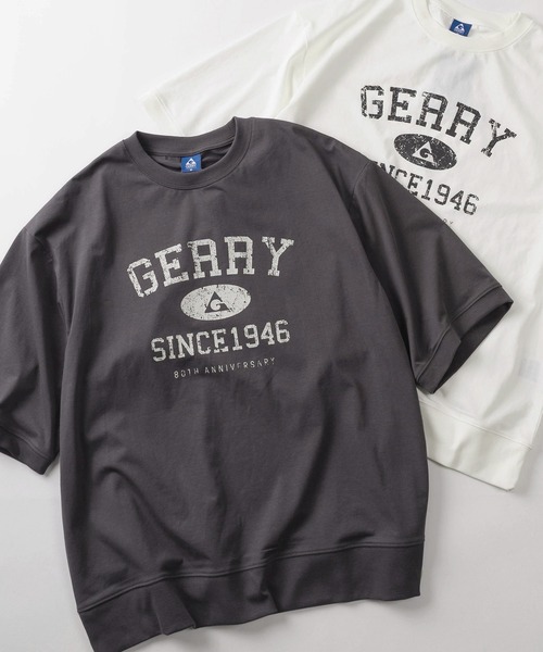 GERRY（ジェリー）の「【70】【GERRY/ジェリー】カレッジロゴ クルーネック スウェットTシャツ/接触冷感/ストレッチ（Tシャツ/カットソー・メンズ・チャコールグレー/ライトグレー/ブラック/アイボリー・M/L/XL）」の2枚目の写真