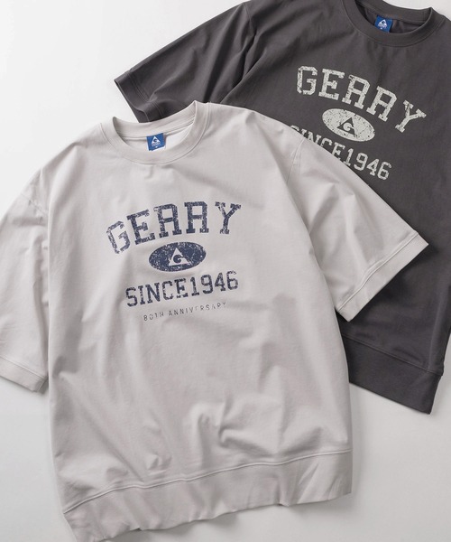 GERRY（ジェリー）の「【70】【GERRY/ジェリー】カレッジロゴ クルーネック スウェットTシャツ/接触冷感/ストレッチ（Tシャツ/カットソー・メンズ・チャコールグレー/ライトグレー/ブラック/アイボリー・M/L/XL）」の3枚目の写真