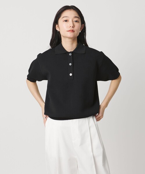 MARW UNITED ARROWS（マルゥ ユナイテッドアローズ）の「＜MARW UNITED ARROWS＞ポロカラー ショートスリーブ ニット（ニット/セーター・レディース・ホワイト/ライトグレー/ブラック・FREE）」の22枚目の写真