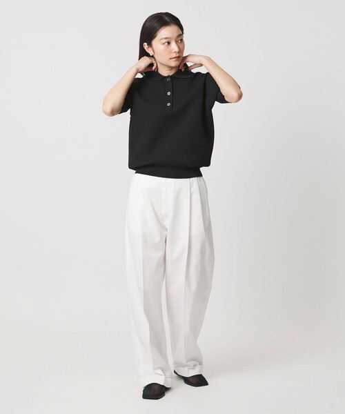 MARW UNITED ARROWS（マルゥ ユナイテッドアローズ）の「＜MARW UNITED ARROWS＞ポロカラー ショートスリーブ ニット（ニット/セーター・レディース・ホワイト/ライトグレー/ブラック・FREE）」の21枚目の写真