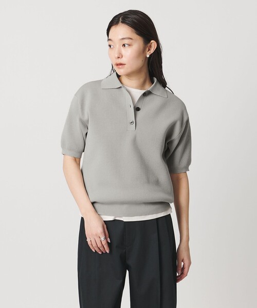 MARW UNITED ARROWS（マルゥ ユナイテッドアローズ）の「＜MARW UNITED ARROWS＞ポロカラー ショートスリーブ ニット（ニット/セーター・レディース・ホワイト/ライトグレー/ブラック・FREE）」の20枚目の写真