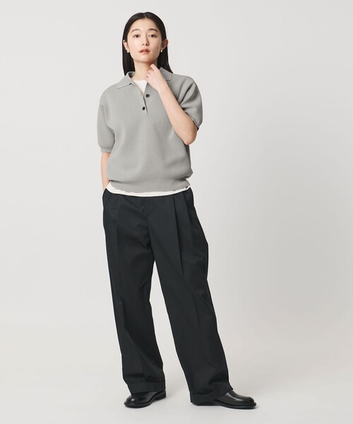 MARW UNITED ARROWS（マルゥ ユナイテッドアローズ）の「＜MARW UNITED ARROWS＞ポロカラー ショートスリーブ ニット（ニット/セーター・レディース・ホワイト/ライトグレー/ブラック・FREE）」の19枚目の写真